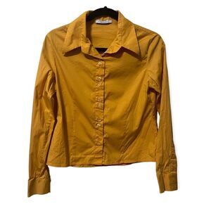 Ivedos 2 shirt orange 70s wide collar vintage EUC button up long sleeve